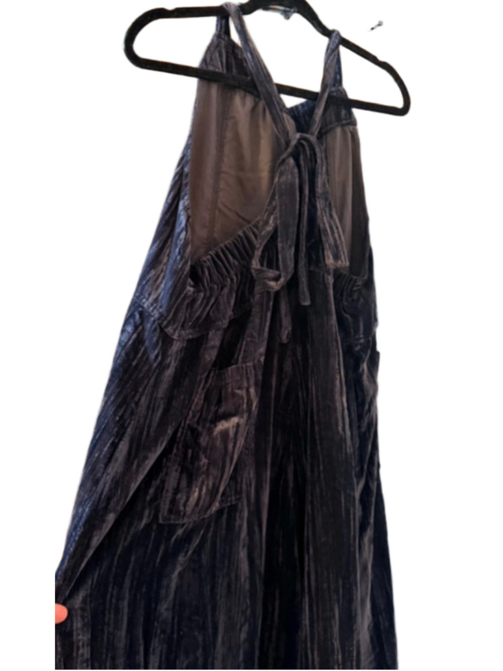 Natural Life Velvet Jumpsuit Size M Blue Wide Leg - Picture 6 of 9